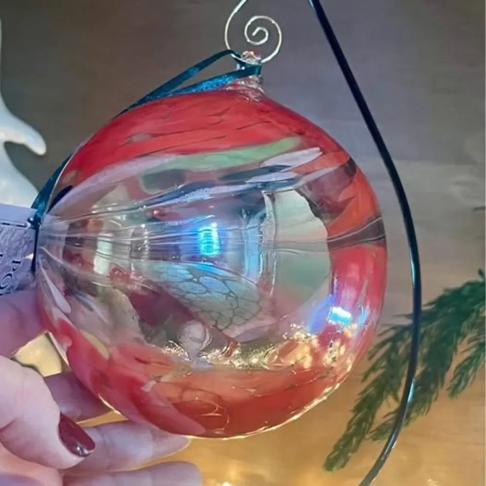 Hand blown Glass Ornament Witch gazing ball 5” oversized large NEW with tags